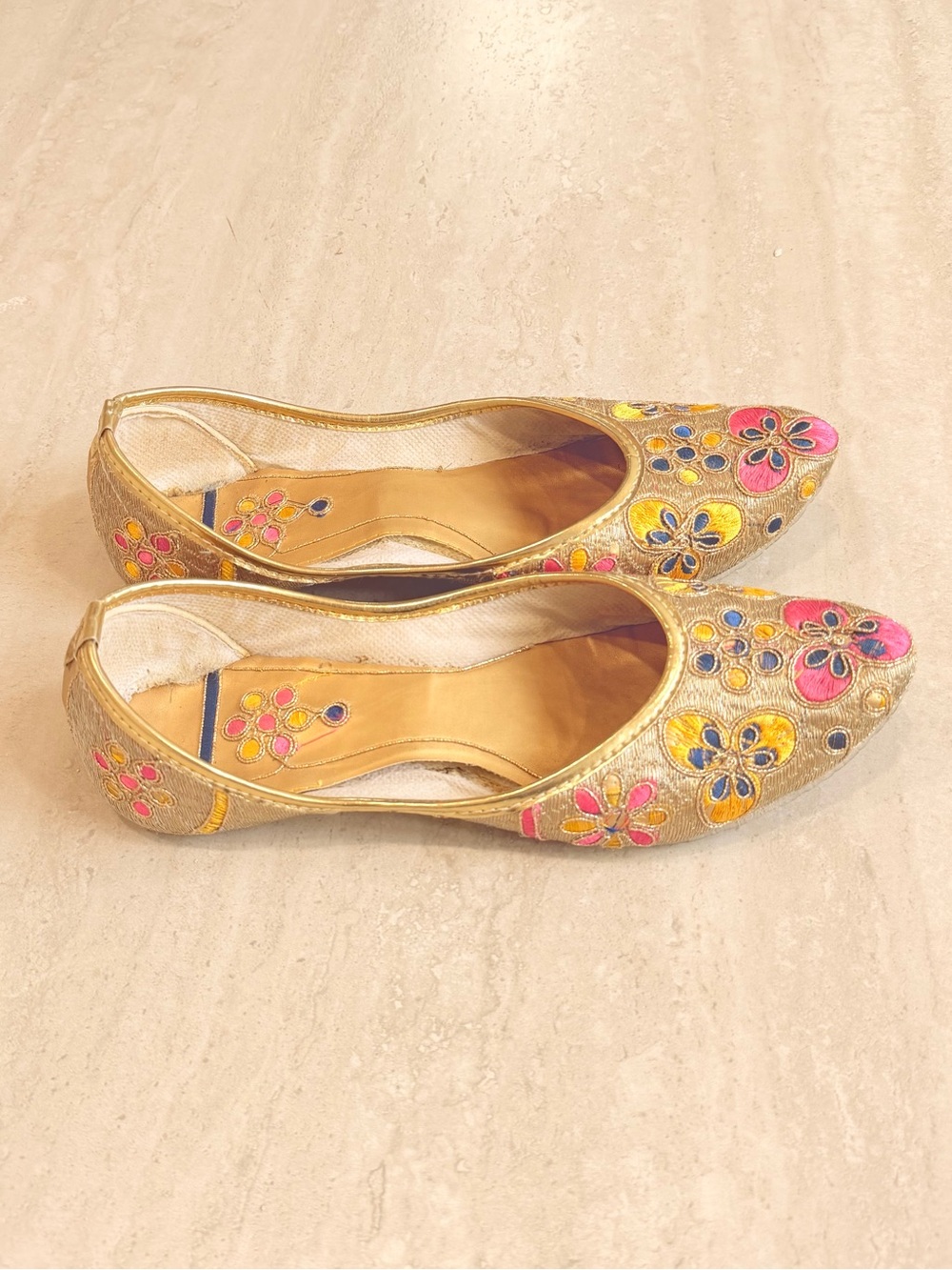Punjabi Jhutti Gold Floral Embroidered Women’s Flats